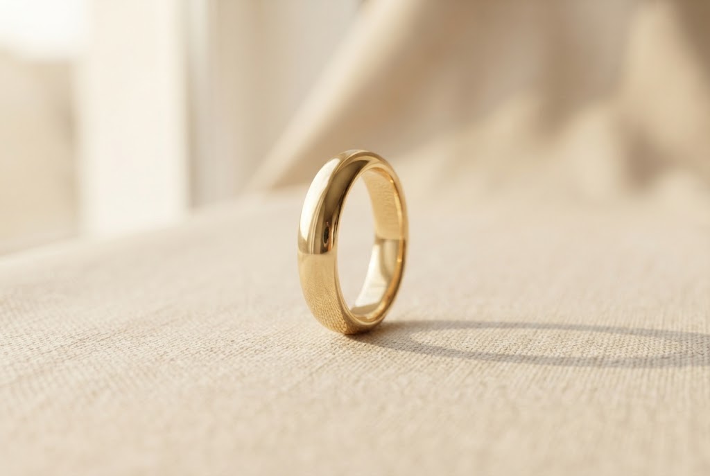 Close-up van een gouden trouwring