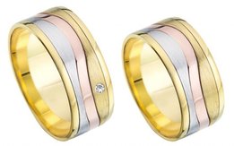 Unieke Trouwringen tricolor Unieke Trouwringen tricolor