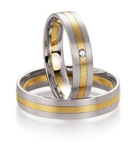 Bicolor Trouwringen met Diamant