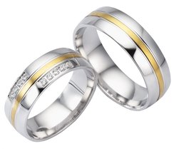 Tweekleurige Trouwringen goud met zilveren trouwringen