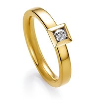 Geelgouden aanzoeksring met briljant