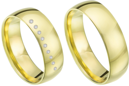 Glanzende geelgouden trouwringen