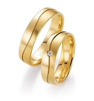 Mat en glanzende trouwringen geelgoud Mat en glanzende trouwringen geelgoud