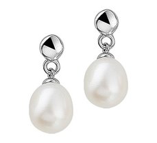 Gerhodineerd zilveren oorhangers met zoetwaterparel