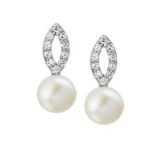 Gerhodineerd zilveren oorknoppen met zoetwaterparel en zirkonia