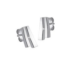 Gerhodineerd zilveren oorknoppen met diamant en een poli/matte afwerking