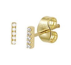 Geelgouden oorknoppen balkje met diamant