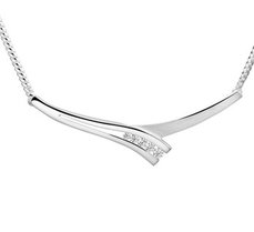 Zilveren collier met zirkonia.