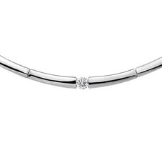 Gerhodineerd zilveren collier met zirkonia.