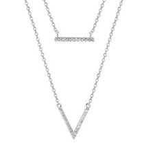 Gerhodineerd zilveren collier met zirkonia.