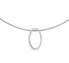 Gerhodineerd zilveren collier met zirkonia.