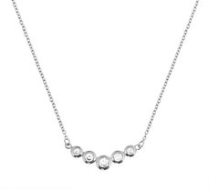 Gerhodineerd zilveren collier met zirkonia.