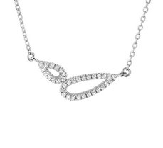 Gerhodineerd zilveren collier met zirkonia.