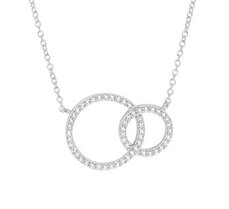 Gerhodineerd zilveren collier met zirkonia.