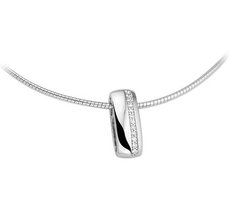 Gerhodineerd zilveren collier met zirkonia.