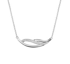 Gerhodineerd zilveren collier met zirkonia.