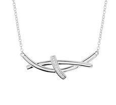 Gerhodineerd zilveren collier met zirkonia.