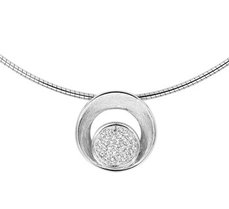 Gerhodineerd zilveren collier met zirkonia en een poli/gescratchte bewerking.