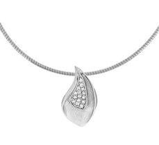 Gerhodineerd zilveren collier met zirkonia.