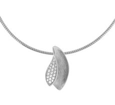 Gerhodineerd zilveren collier met zirkonia.