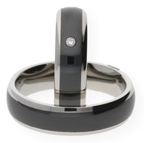 Zwarte vriendschapsringen staal/keramiek