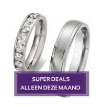 Titanium Herenring en Titanium Damesring Rondom Steentjes Titanium Herenring en Titanium Damesring Rondom Steentjes
