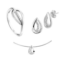 Set oorknoppen, ring en collier zirkonia