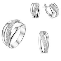 Set ring, hanger en Klapcreolen zirkonia