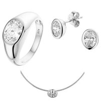 Set ring, oorknoppen en collier zirkonia groot briljant