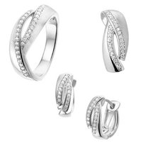Set ring, hanger en klapcreolen Zirkonia gescratcht