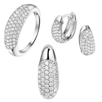 Set ring, hanger, klapcreolen zilver zirkonia