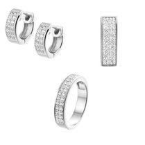 Set ring, hanger, klapcreolen zilver zirkonia