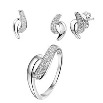 Set ring, hanger, oorknoppen zilver zirkonia