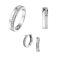 Set ring, hanger, klapcreolen zilver zirkonia