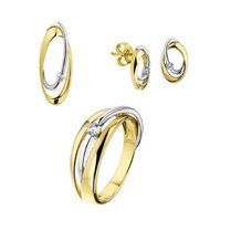 Bruidsset geelgoud/witgoud zirkonia