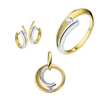 Bruidsset geelgoud & witgoud zirkonia