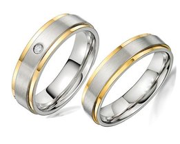 Trouwringen Staal met zirkonia