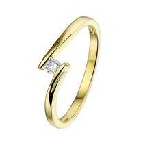 Geelgouden aanzoeksring met briljant