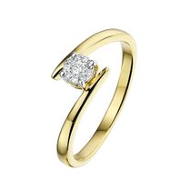 Geelgouden aanzoeksring met briljant