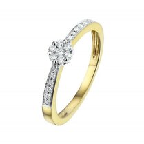 Geelgouden aanzoeksring met briljant