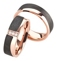 Trouwringen Titanium met carbon Trouwringen Titanium met carbon