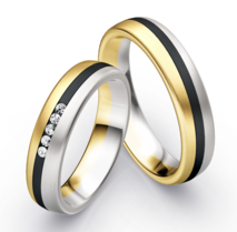 Bicolor Trouwring Goud met Zirkonium en Briljanten