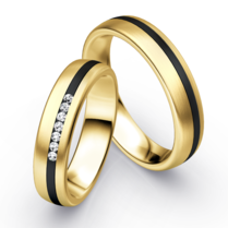 Bicolor Trouwring Goud met Zirkonium en Briljanten