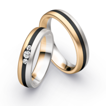 Bicolor Trouwring Goud met Zirkonium en Briljanten Bicolor Trouwring Goud met Zirkonium en Briljanten