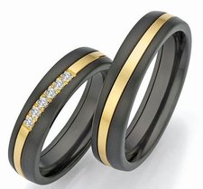 Bicolor Trouwring Goud met Zirkonium Bicolor Trouwring Goud met Zirkonium