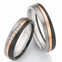 Bicolor Trouwring Goud met Zirkonium Bicolor Trouwring Goud met Zirkonium