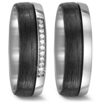 Trouwringen Titanium met Carbon