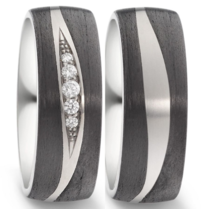 Trouwringen Titanium met Carbon