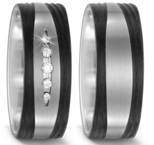 Trouwringen Titanium met Carbon