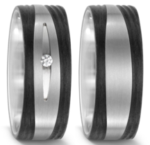 Trouwringen Titanium met Carbon